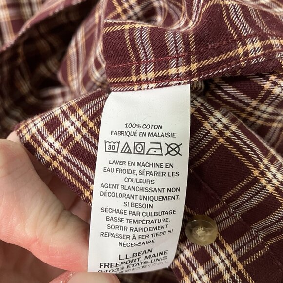 L.L. Bean Shirt Mens S Red Plaid Traditional Fit Button Up Outdoor Gorpcore - Picture 4 of 7